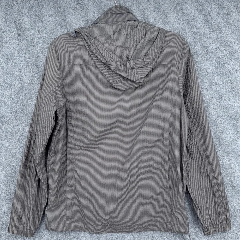 Sevlae Hooded Windbreaker Jacket Gray Grid Full Zip Lightweight